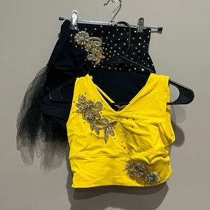 Yellow top with black bottom dance costume